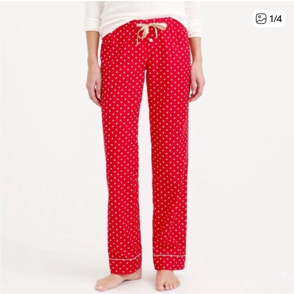 J. Crew Factory Red Polka Dot Flannel Christmas Pajama Pants